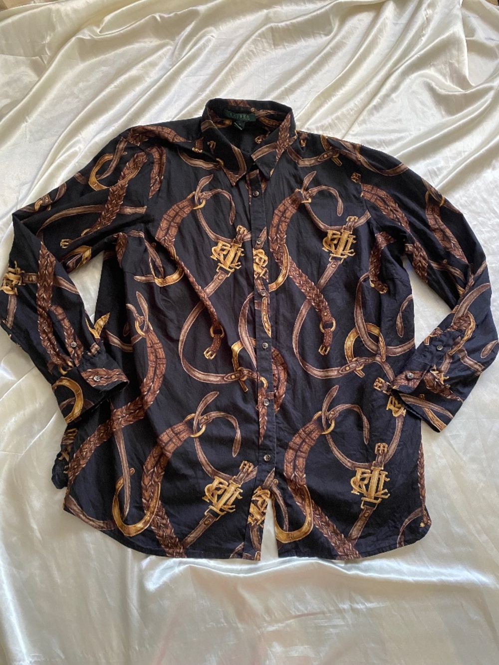 Vintage 1990s Ralph Lauren Bridle Equestrian Belting Button Up 1X Plus